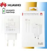 HW-110600E00 Huawei Super Charge USB-A  originální síťová rychlonabíječka HW-110600E00 + USB-C (Type-C) datový kabel v bílé barvě 66W